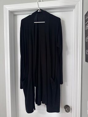 Black Open-Front Longline Cardigan